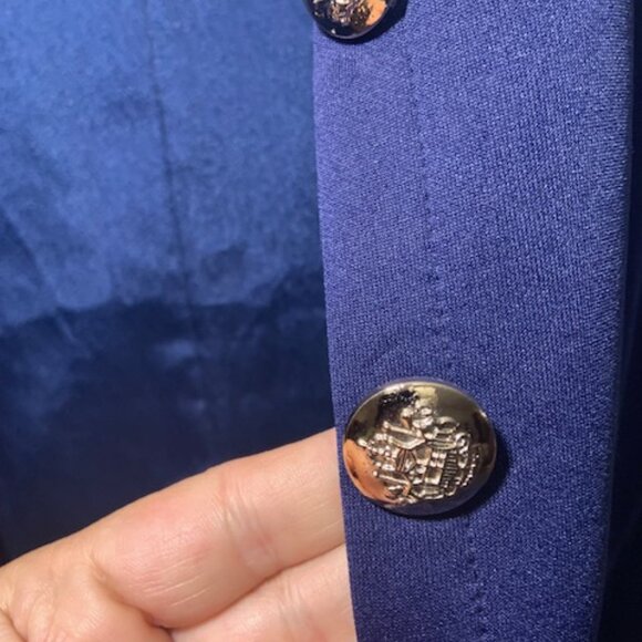 NWT Inspired Women's Navy Blue Gold Button Open Front Band Blazer - Size M - Picture 2 of 6
